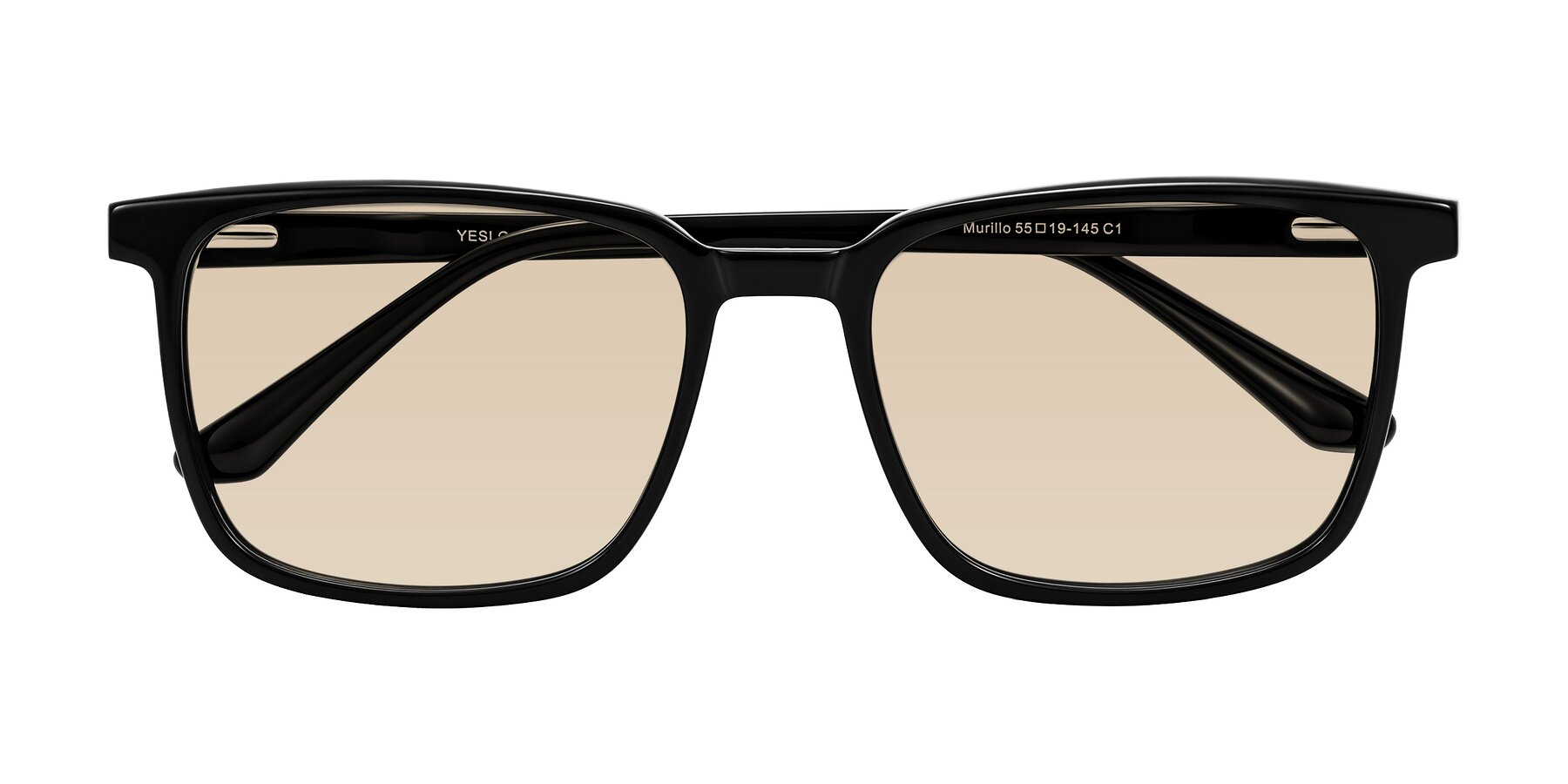 Folded Front of Murillo in Black with Light Brown Tinted Lenses