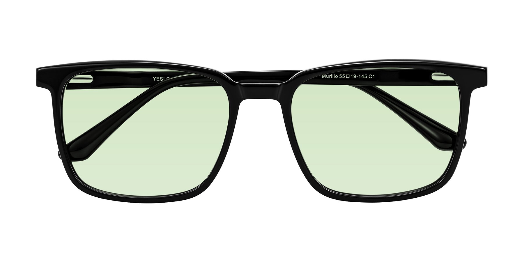Folded Front of Murillo in Black with Light Green Tinted Lenses