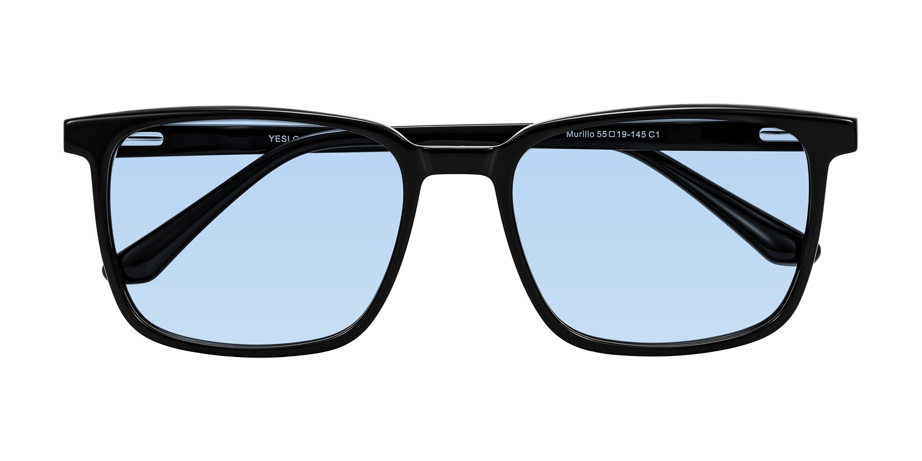 Folded Front of Murillo in Black with Light Blue Tinted Lenses
