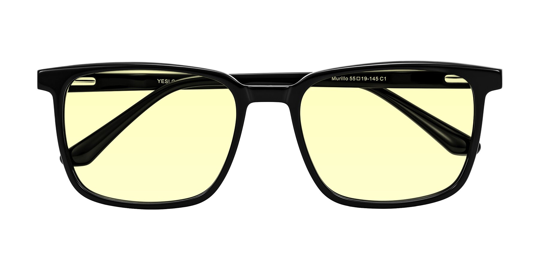 Folded Front of Murillo in Black with Light Yellow Tinted Lenses