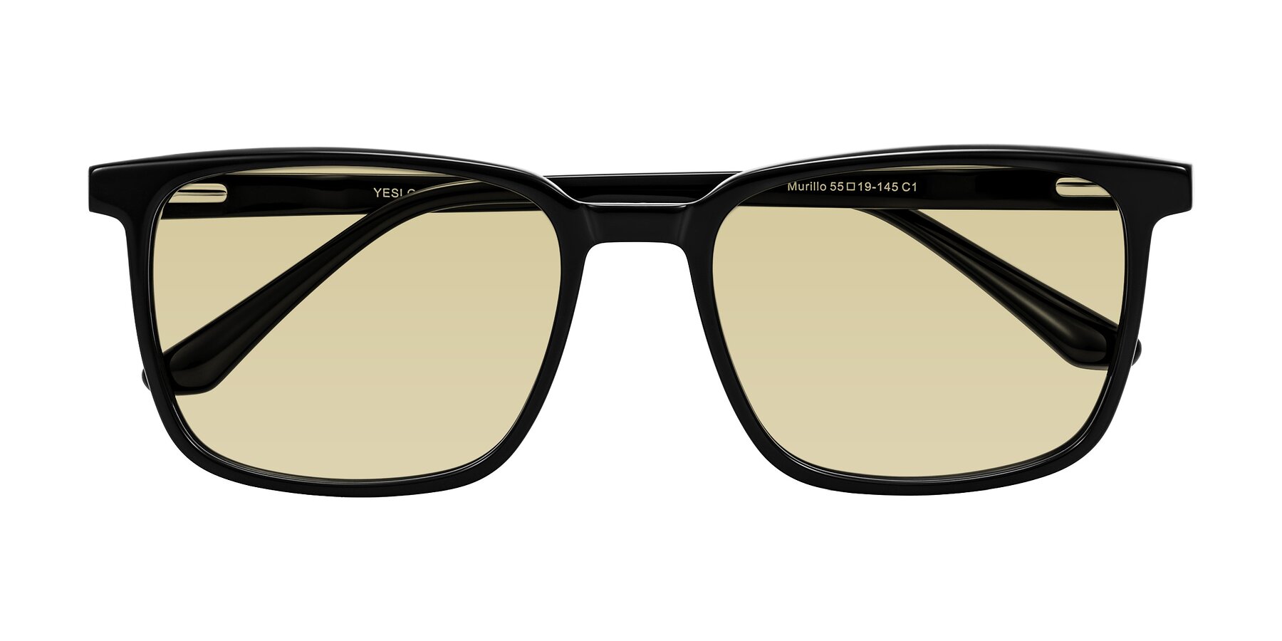 Folded Front of Murillo in Black with Light Champagne Tinted Lenses