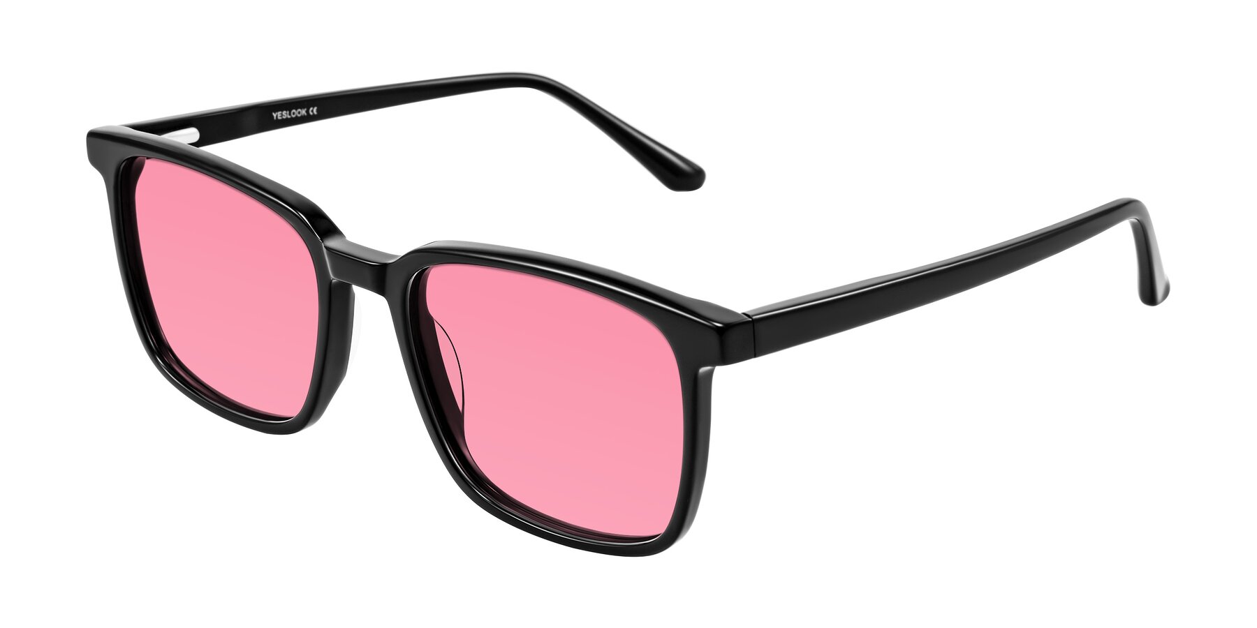 Angle of Murillo in Black with Pink Tinted Lenses