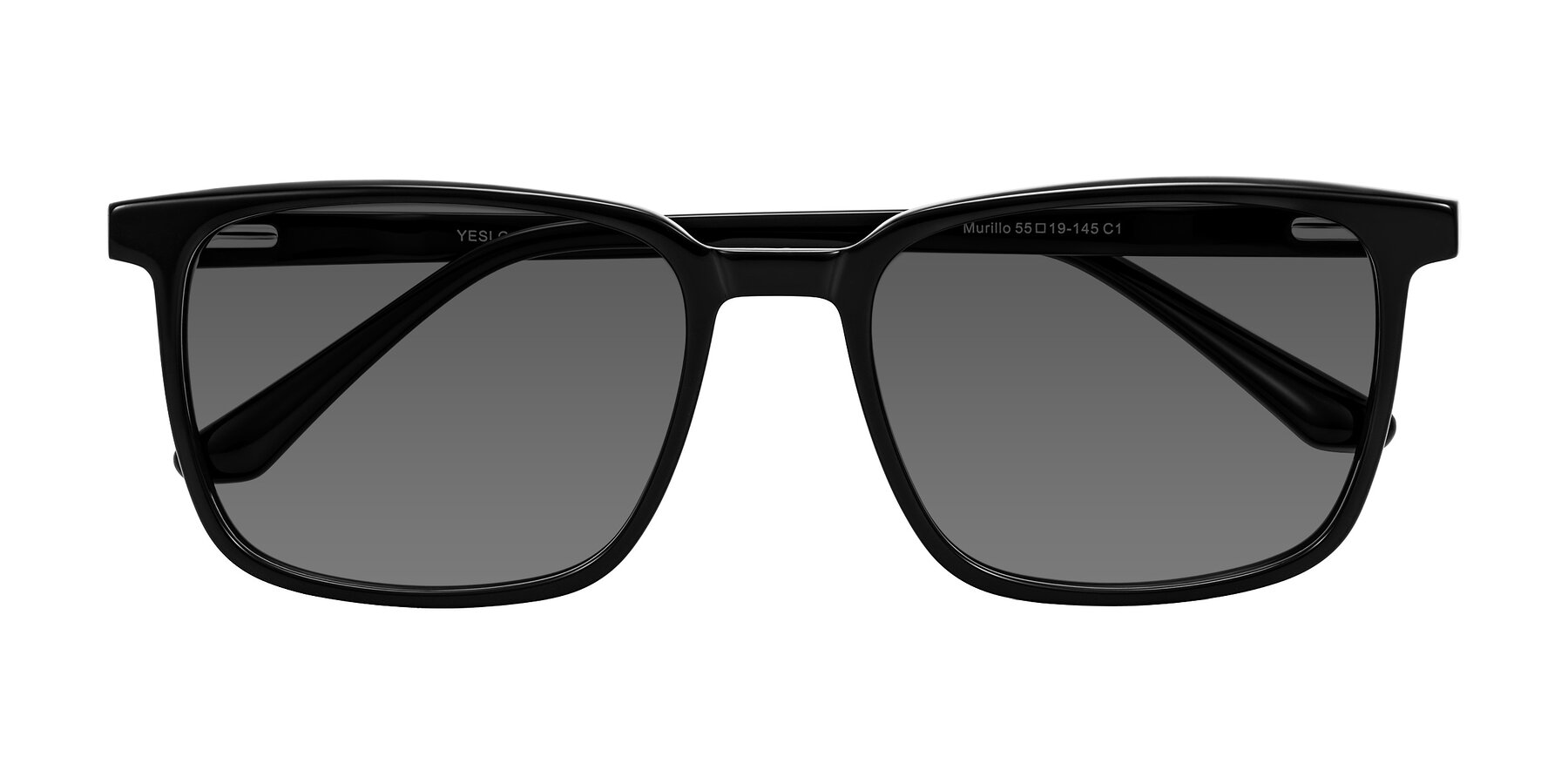 Folded Front of Murillo in Black with Medium Gray Tinted Lenses