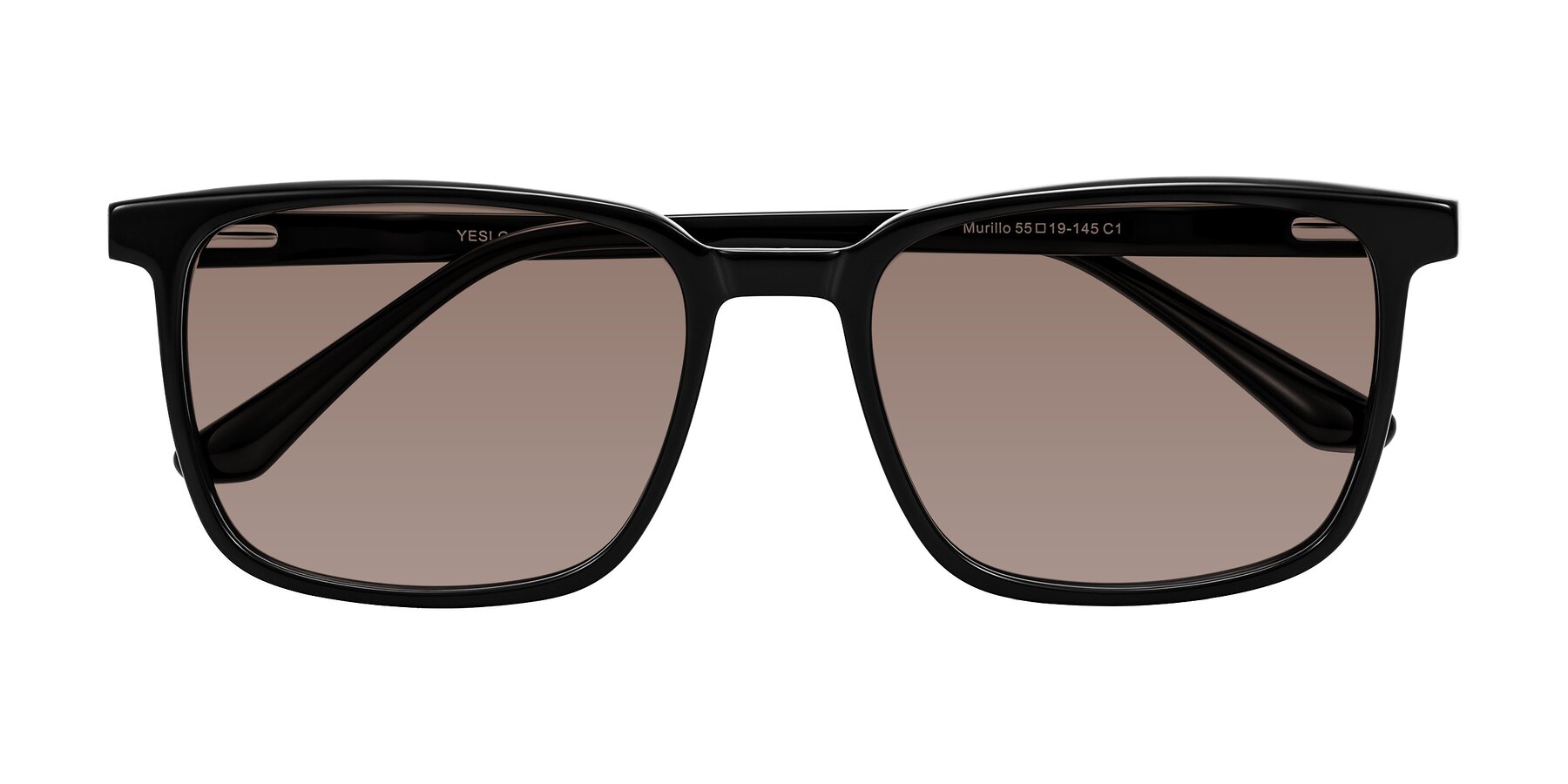 Folded Front of Murillo in Black with Medium Brown Tinted Lenses