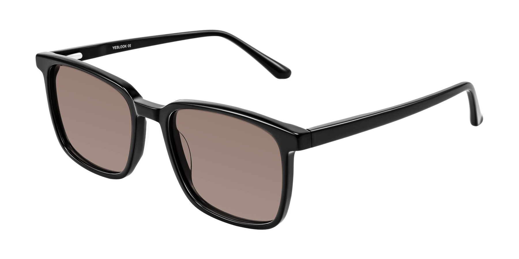 Angle of Murillo in Black with Medium Brown Tinted Lenses
