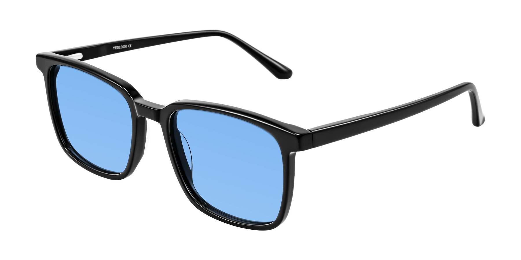 Angle of Murillo in Black with Medium Blue Tinted Lenses