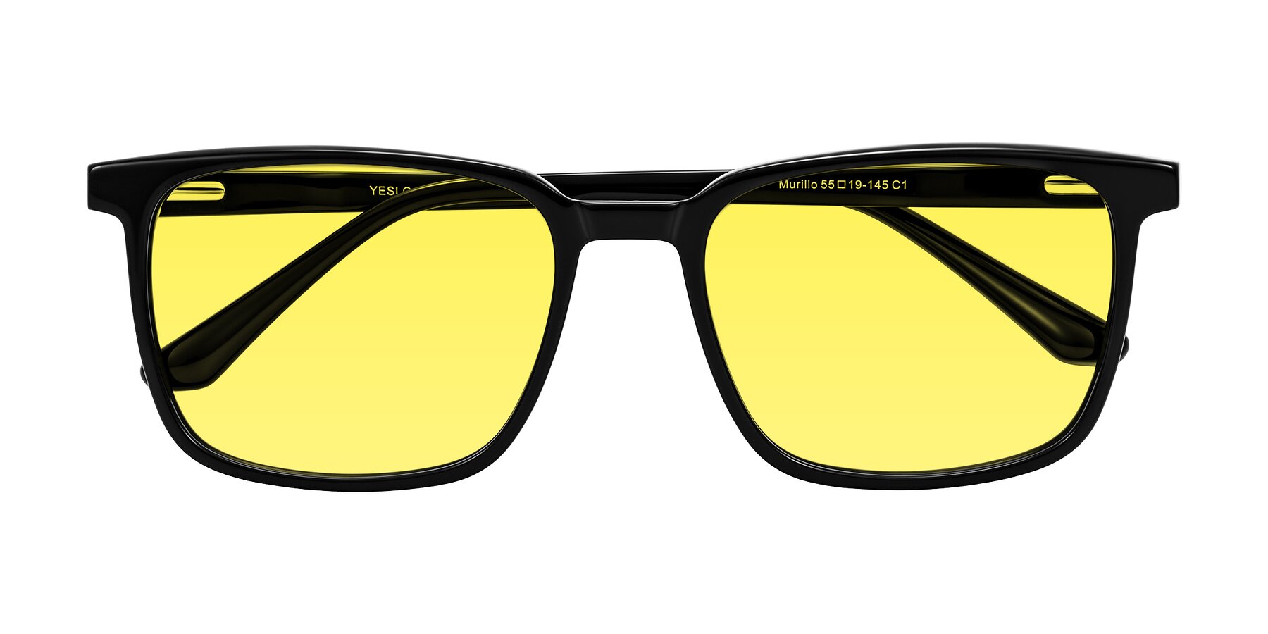 Folded Front of Murillo in Black with Medium Yellow Tinted Lenses