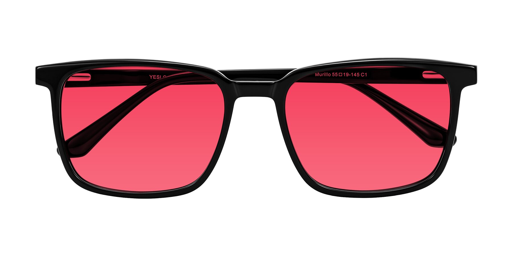 Folded Front of Murillo in Black with Red Tinted Lenses