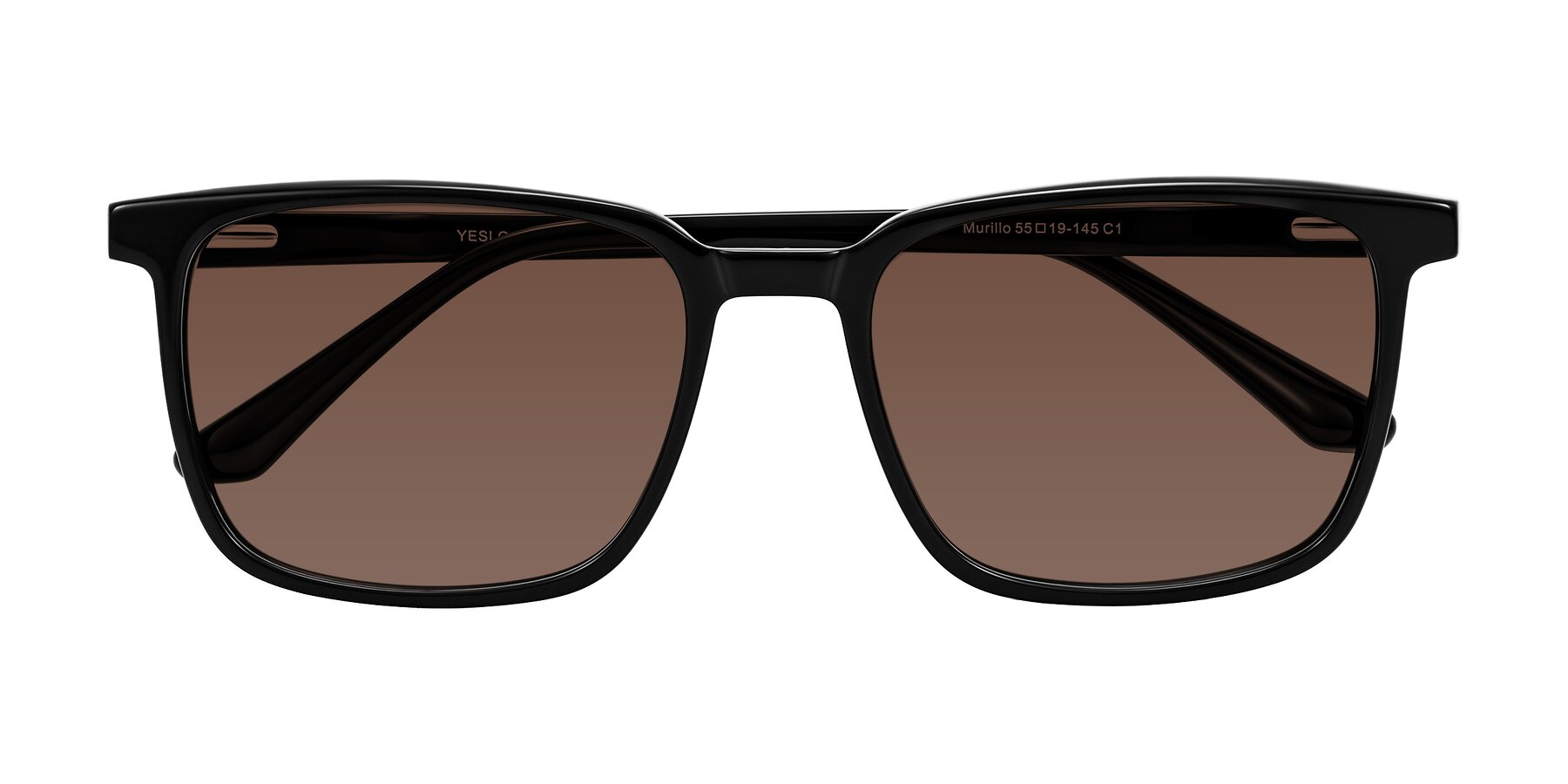 Folded Front of Murillo in Black with Brown Tinted Lenses