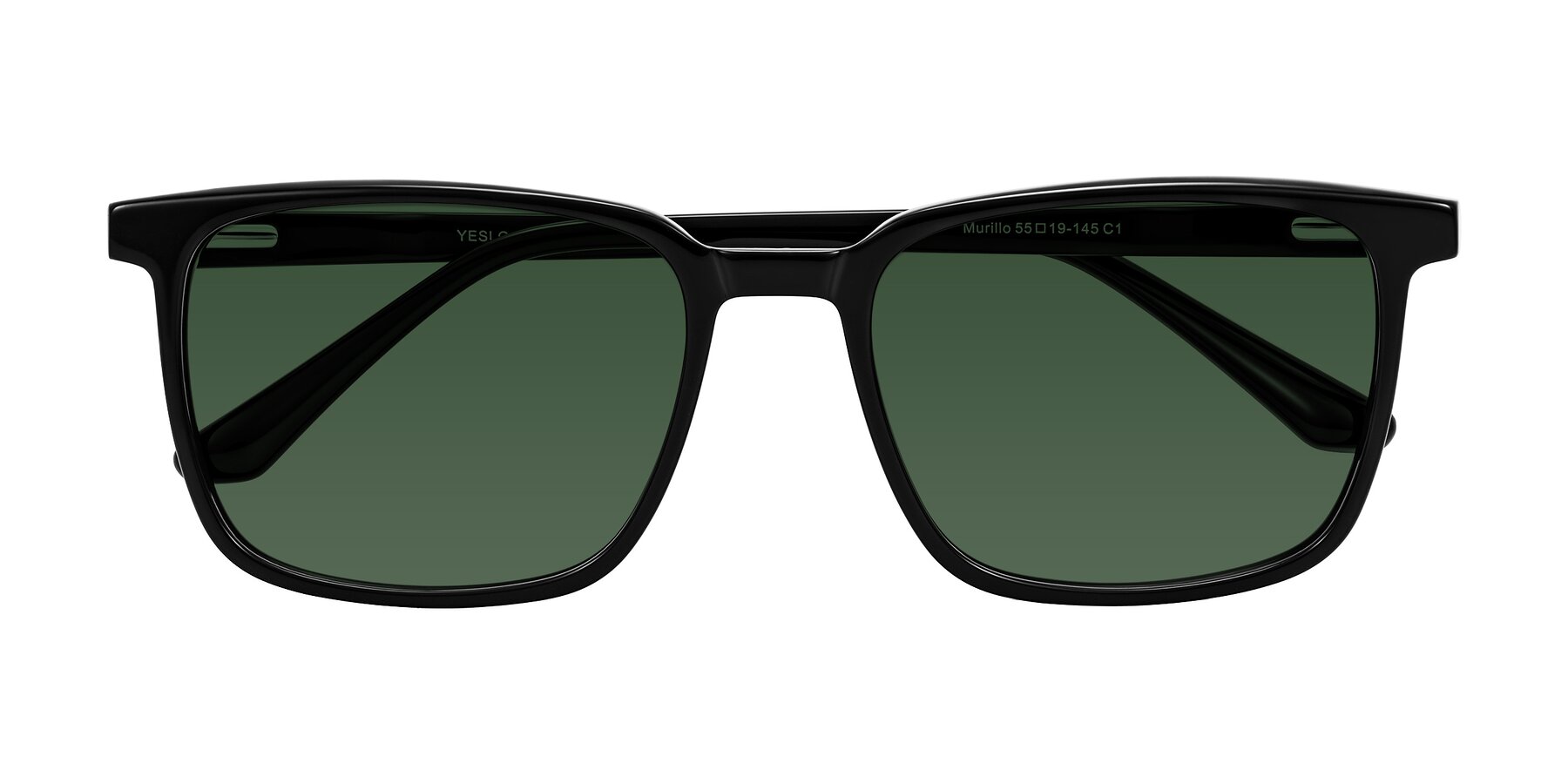 Folded Front of Murillo in Black with Green Tinted Lenses