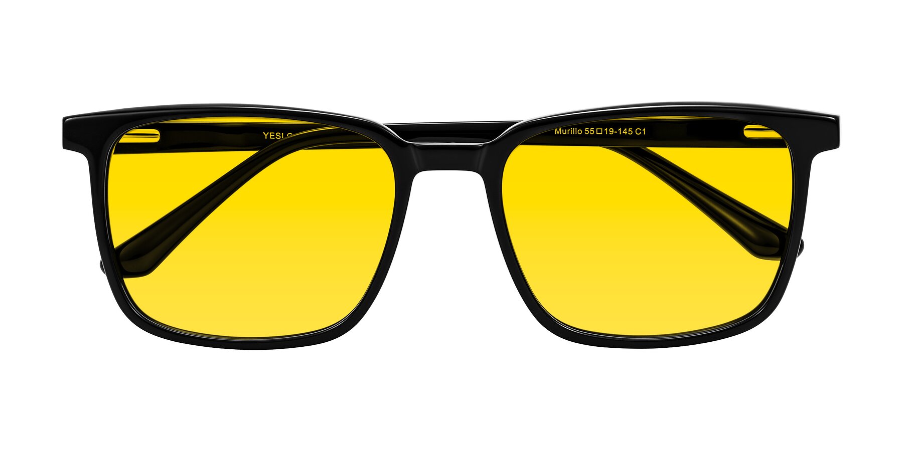 Folded Front of Murillo in Black with Yellow Tinted Lenses