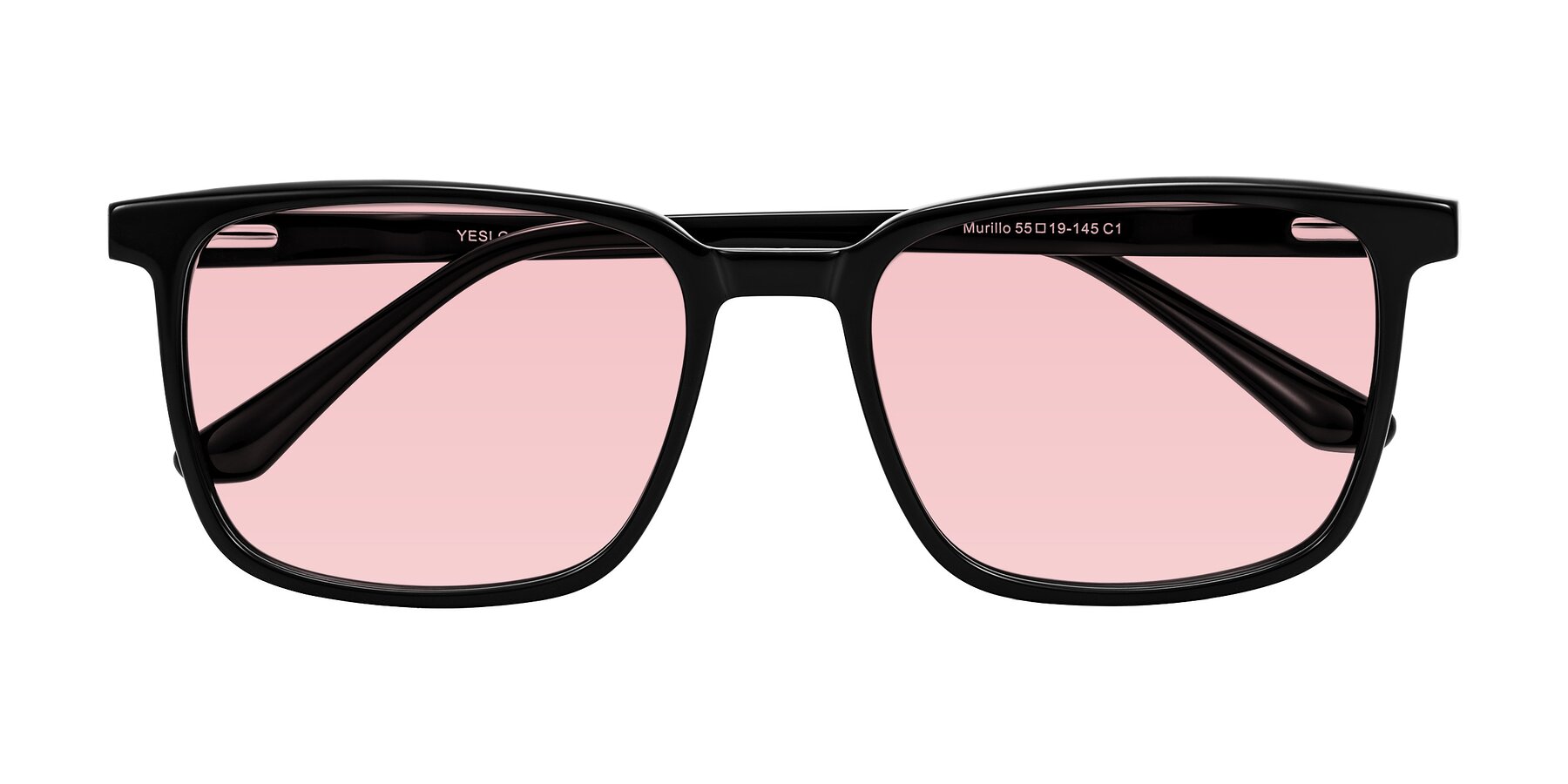 Folded Front of Murillo in Black with Light Garnet Tinted Lenses