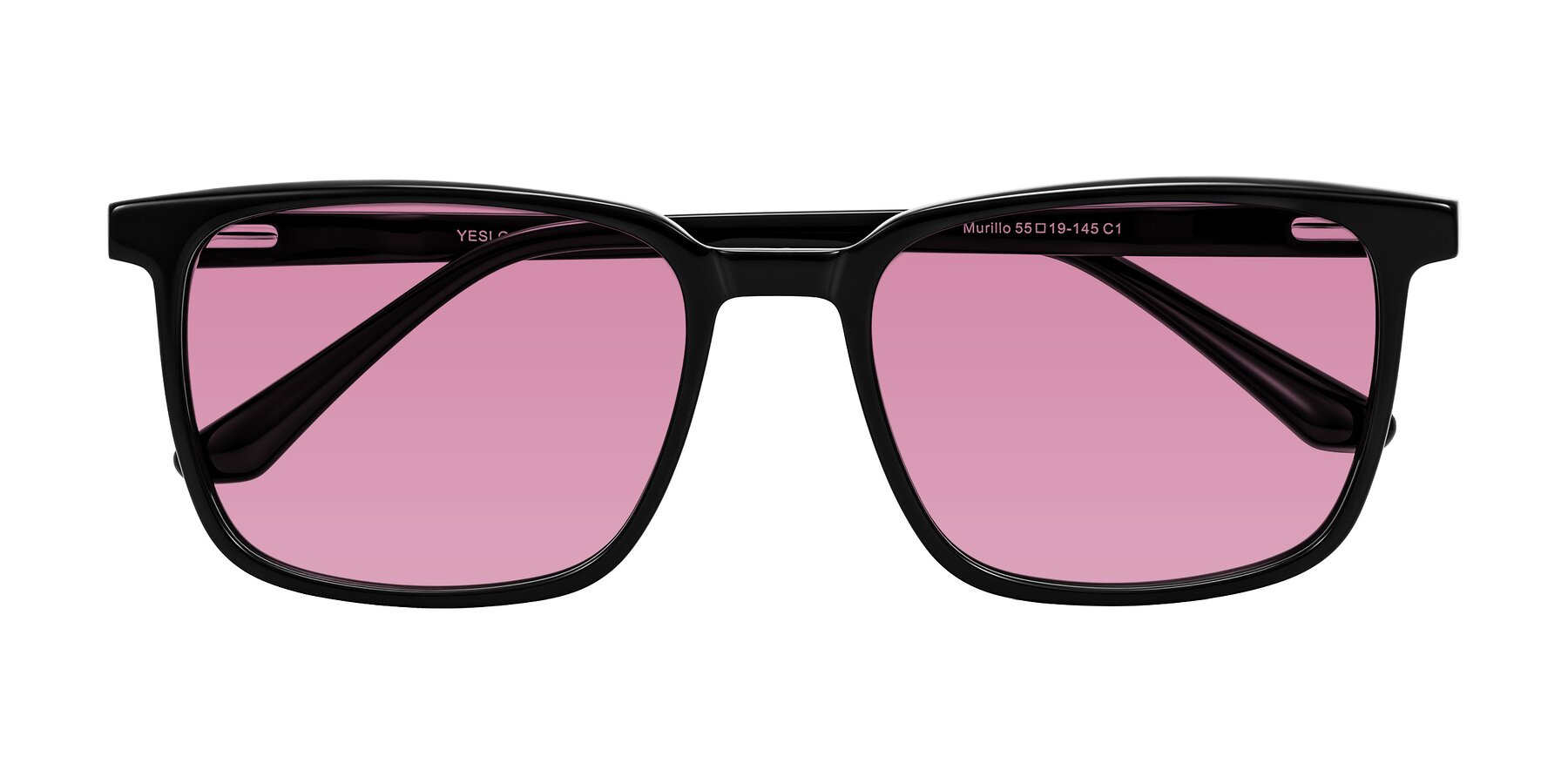 Folded Front of Murillo in Black with Medium Wine Tinted Lenses