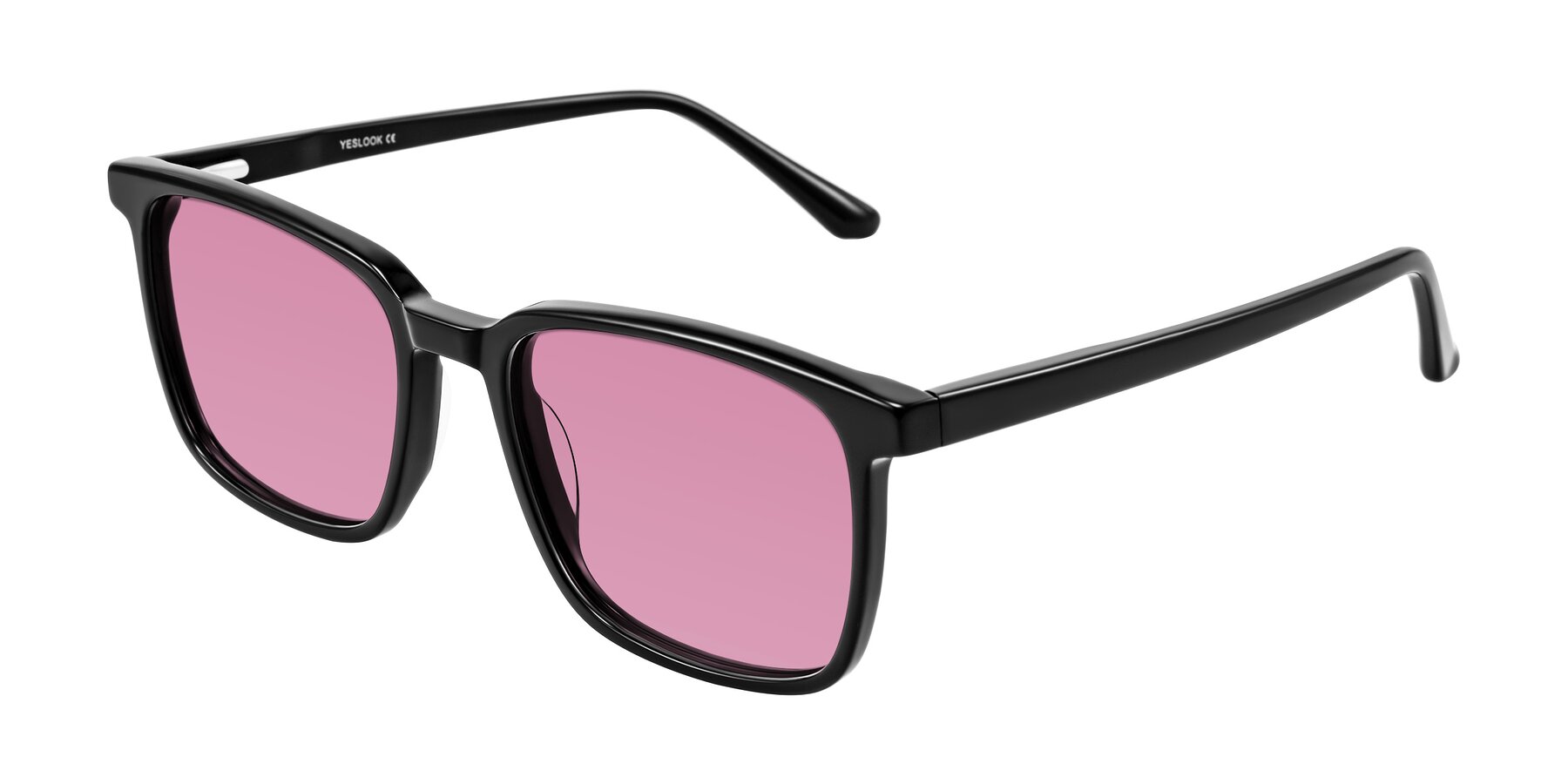 Angle of Murillo in Black with Medium Wine Tinted Lenses