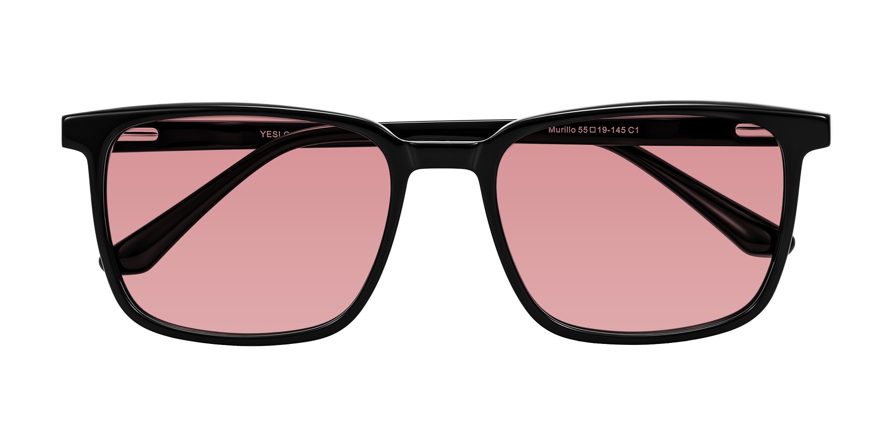 Folded Front of Murillo in Black with Medium Garnet Tinted Lenses