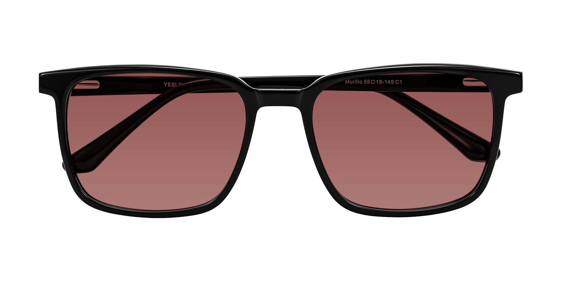 Folded Front of Murillo in Black with Garnet Tinted Lenses
