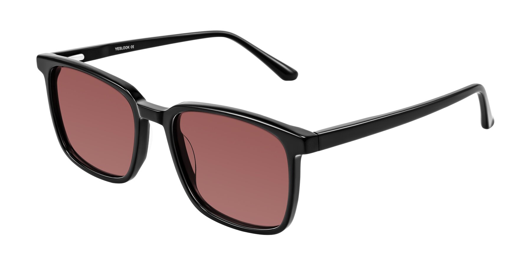Angle of Murillo in Black with Garnet Tinted Lenses
