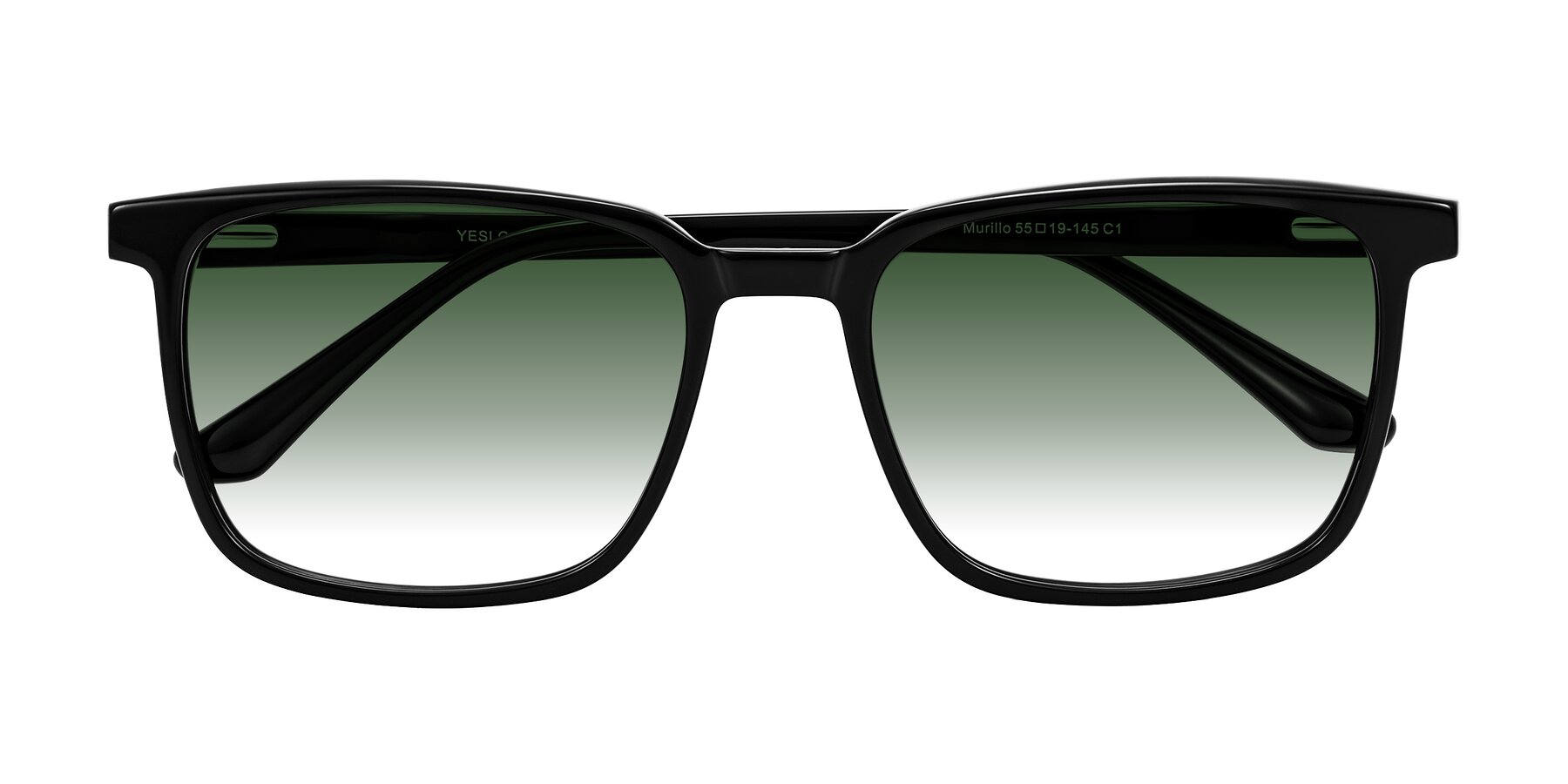 Folded Front of Murillo in Black with Green Gradient Lenses