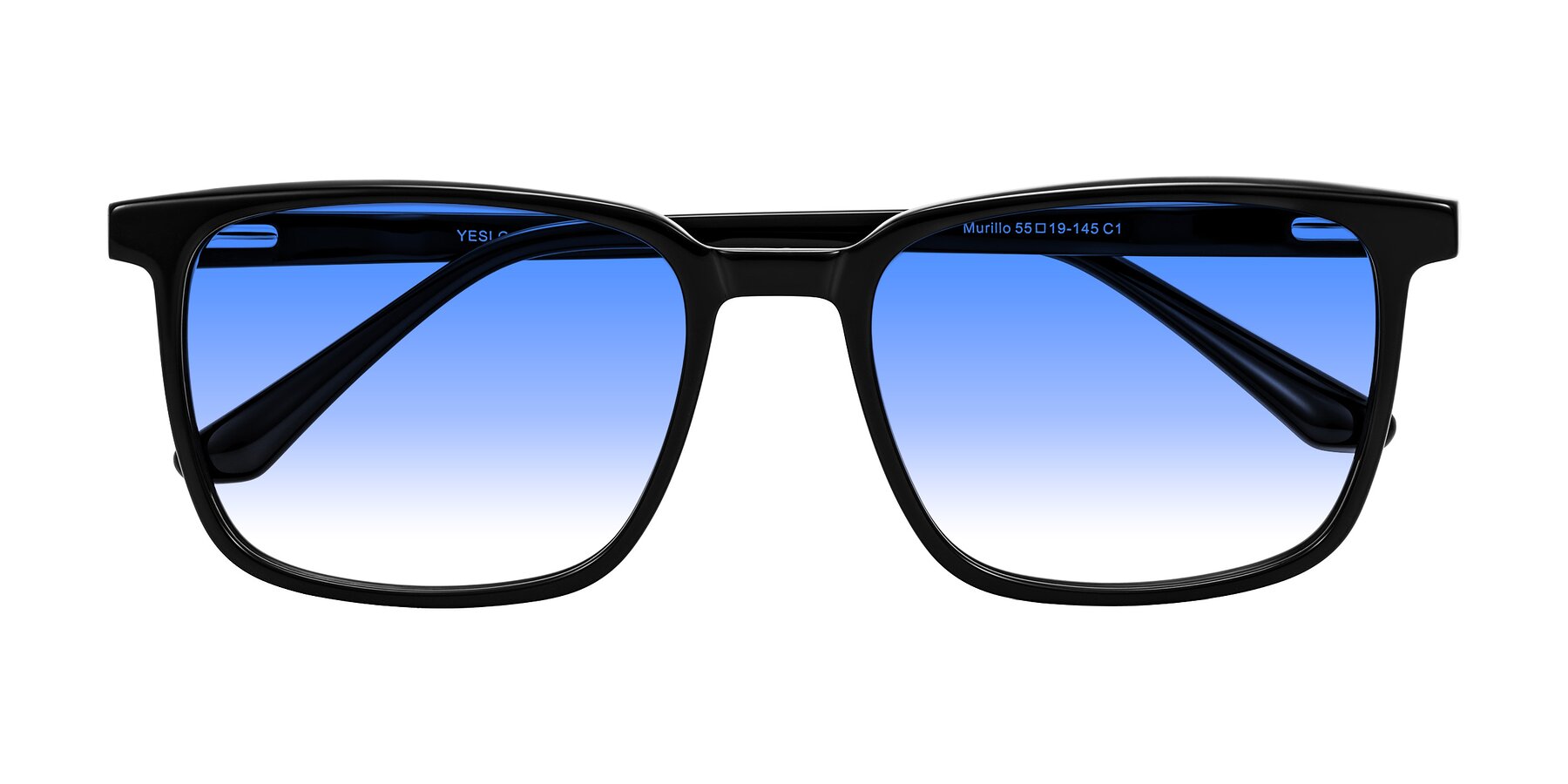 Folded Front of Murillo in Black with Blue Gradient Lenses