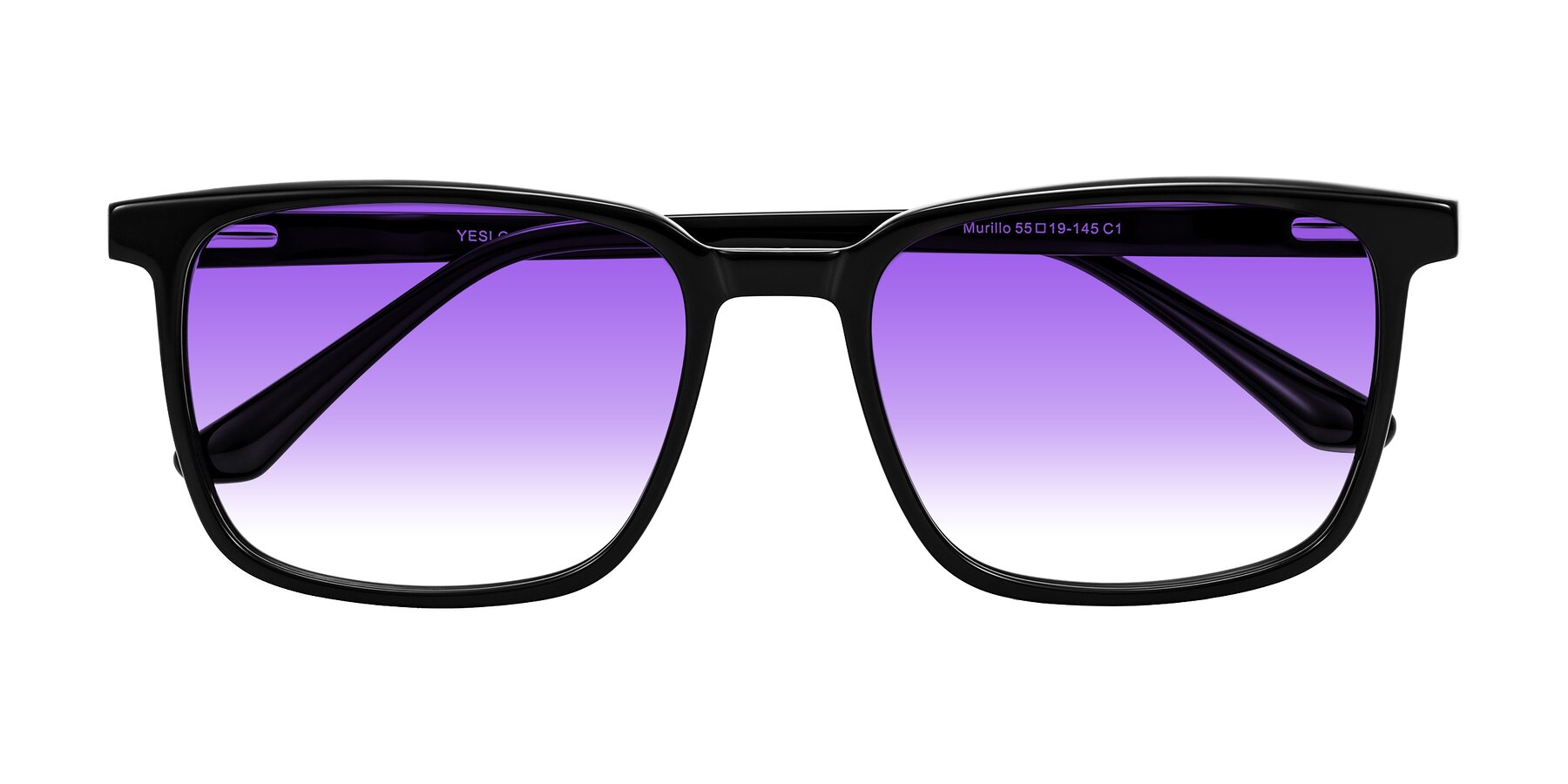 Folded Front of Murillo in Black with Purple Gradient Lenses