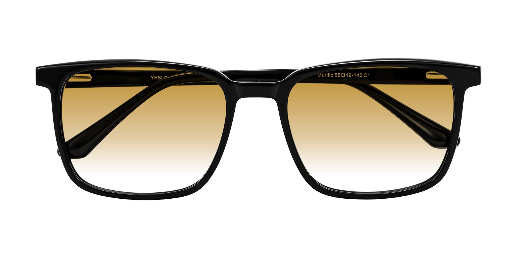 Folded Front of Murillo in Black with Champagne Gradient Lenses