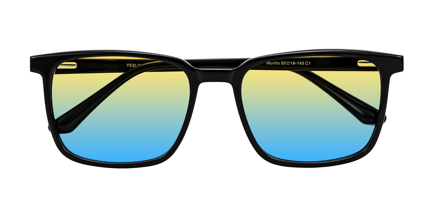 Folded Front of Murillo in Black with Yellow / Blue Gradient Lenses