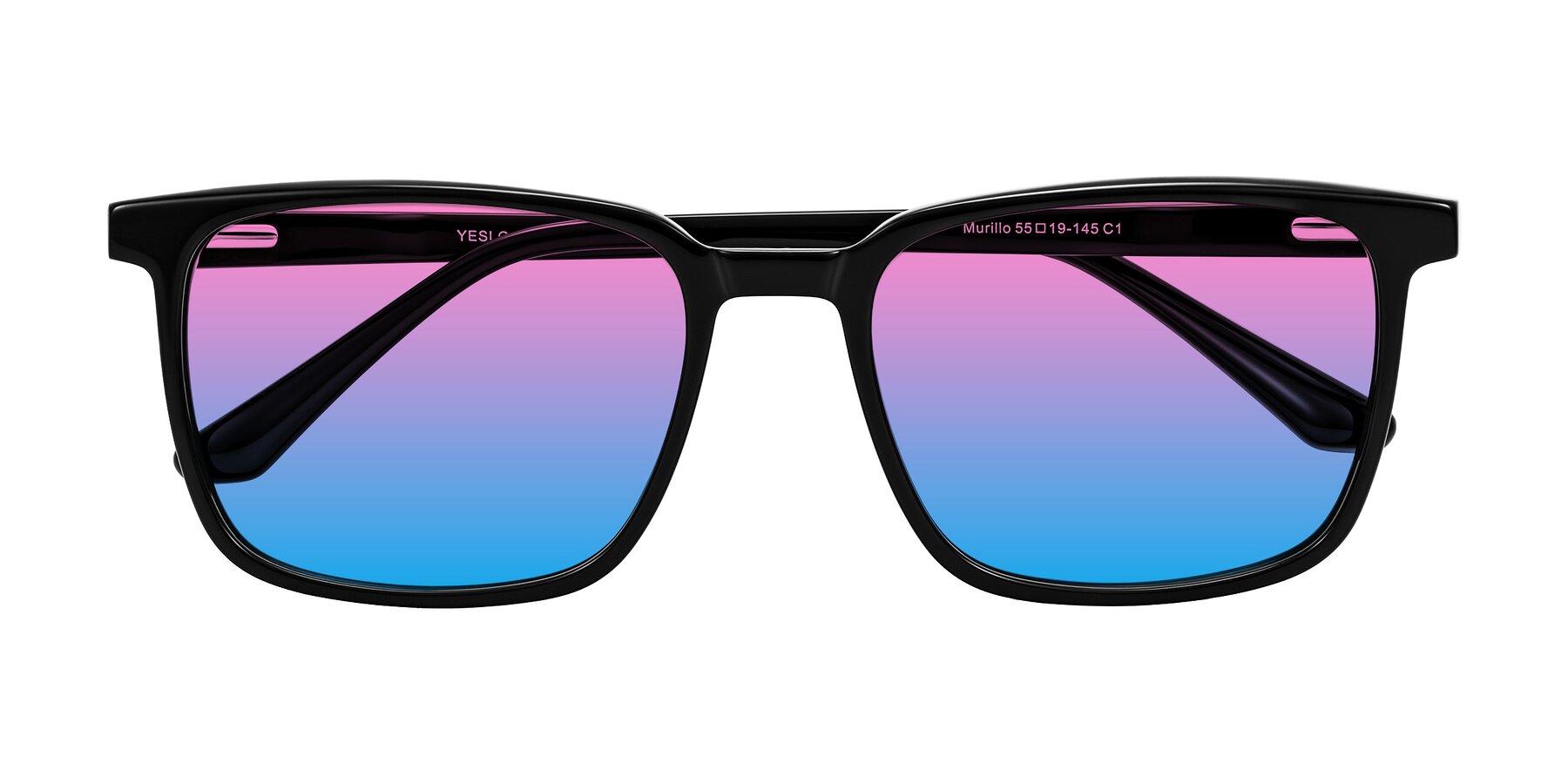 Folded Front of Murillo in Black with Pink / Blue Gradient Lenses