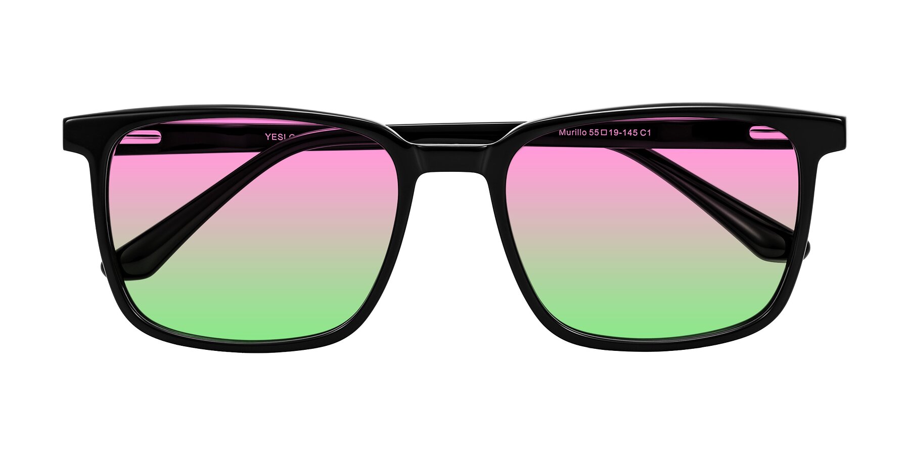 Folded Front of Murillo in Black with Pink / Green Gradient Lenses