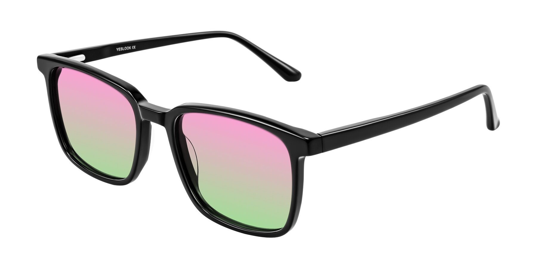 Angle of Murillo in Black with Pink / Green Gradient Lenses