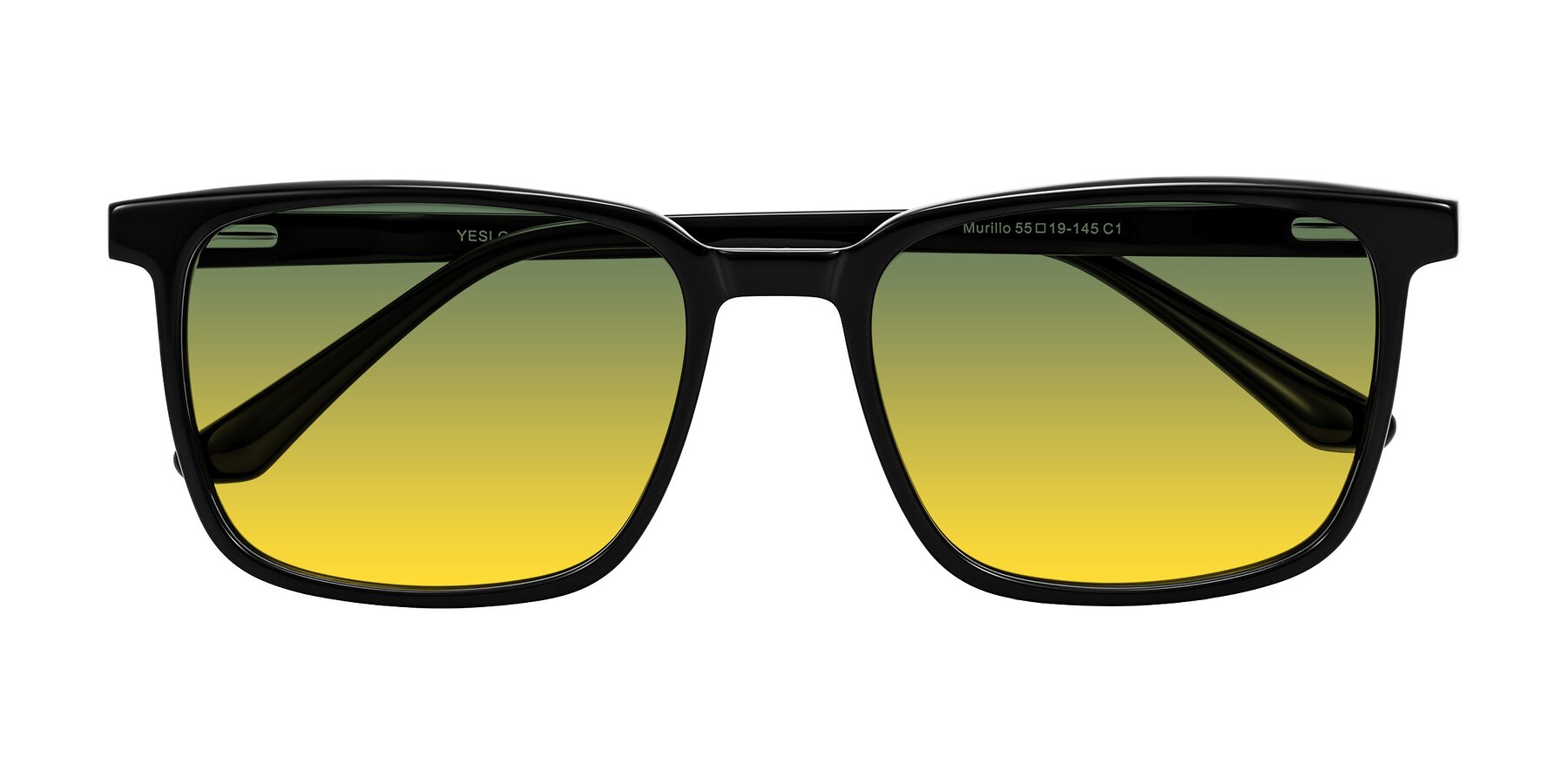 Folded Front of Murillo in Black with Green / Yellow Gradient Lenses
