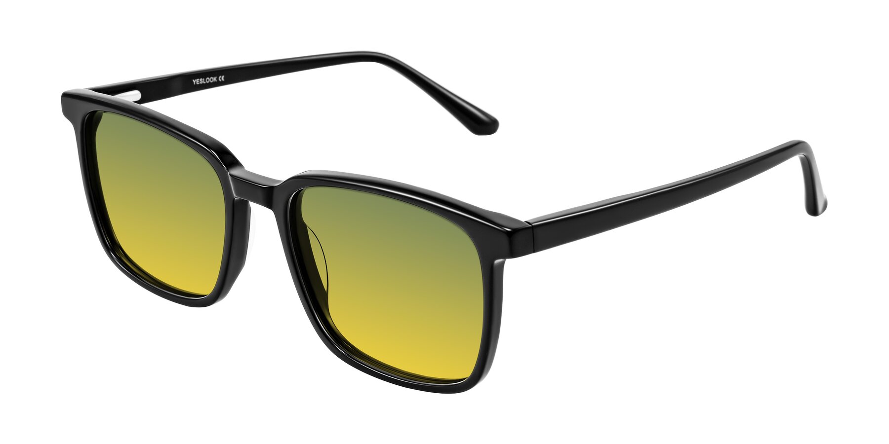 Angle of Murillo in Black with Green / Yellow Gradient Lenses