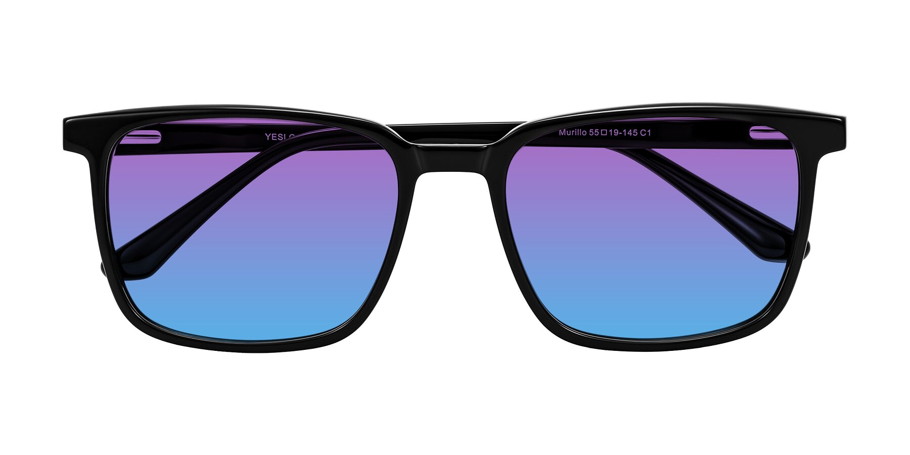 Folded Front of Murillo in Black with Purple / Blue Gradient Lenses