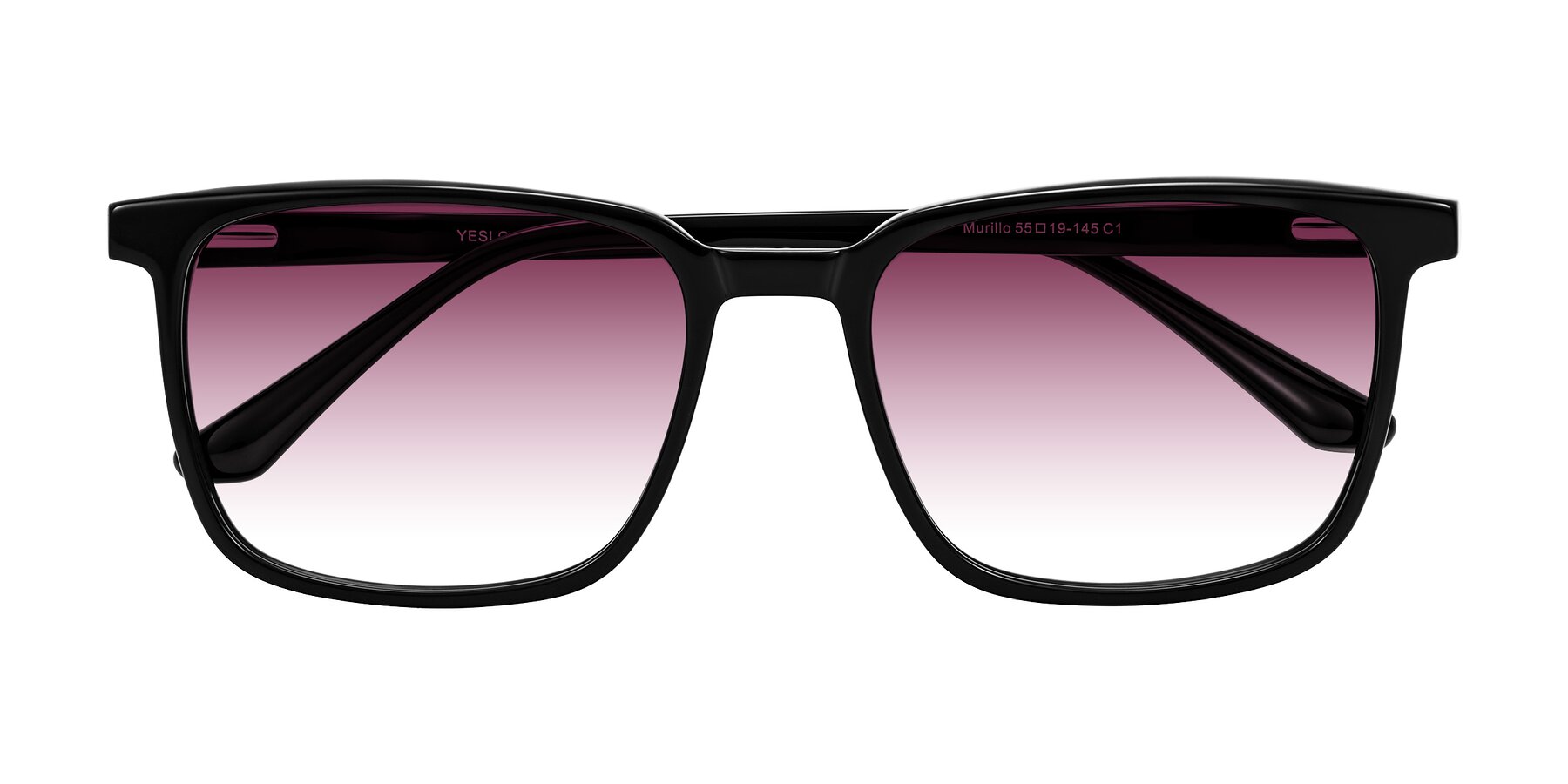 Folded Front of Murillo in Black with Wine Gradient Lenses