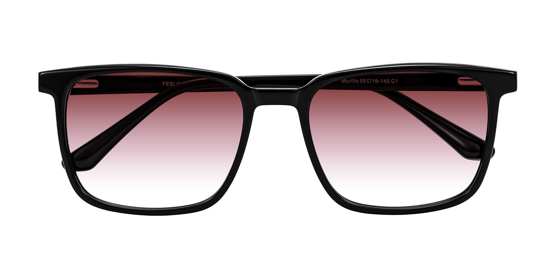 Folded Front of Murillo in Black with Garnet Gradient Lenses