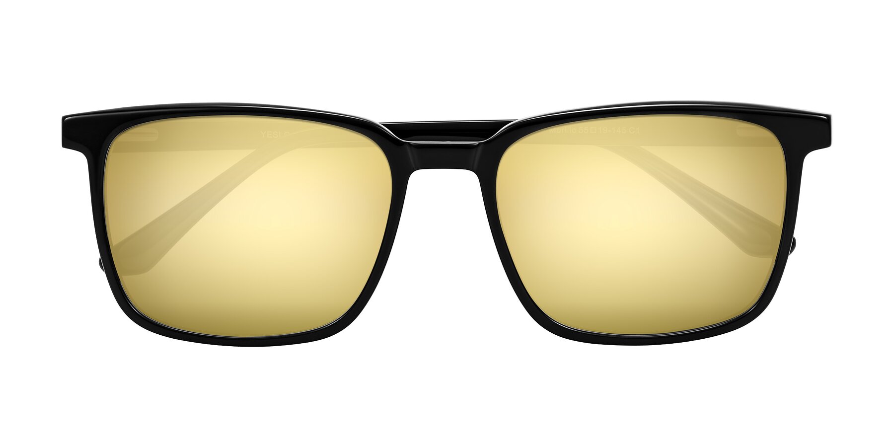 Folded Front of Murillo in Black with Gold Mirrored Lenses