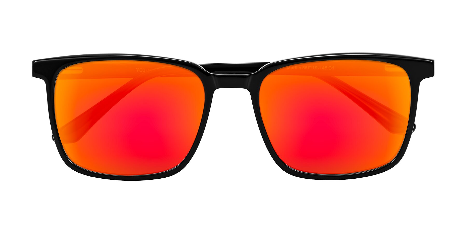 Folded Front of Murillo in Black with Red Gold Mirrored Lenses