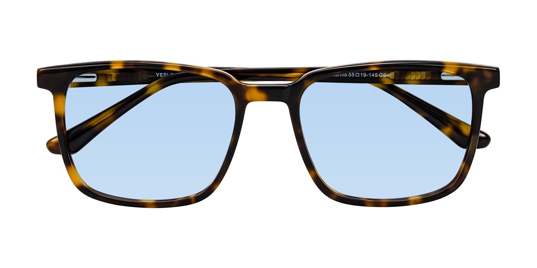Folded Front of Murillo in Tortoise with Light Blue Tinted Lenses