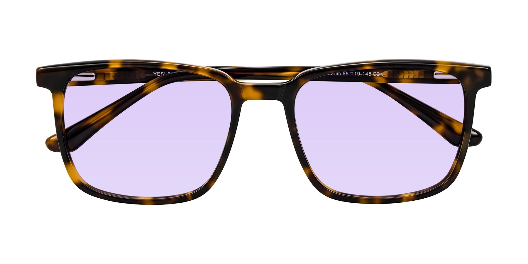 Folded Front of Murillo in Tortoise with Light Purple Tinted Lenses