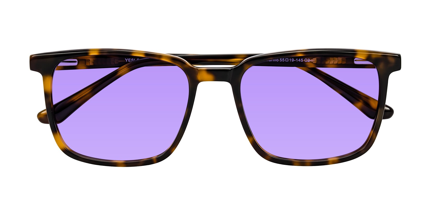Folded Front of Murillo in Tortoise with Medium Purple Tinted Lenses