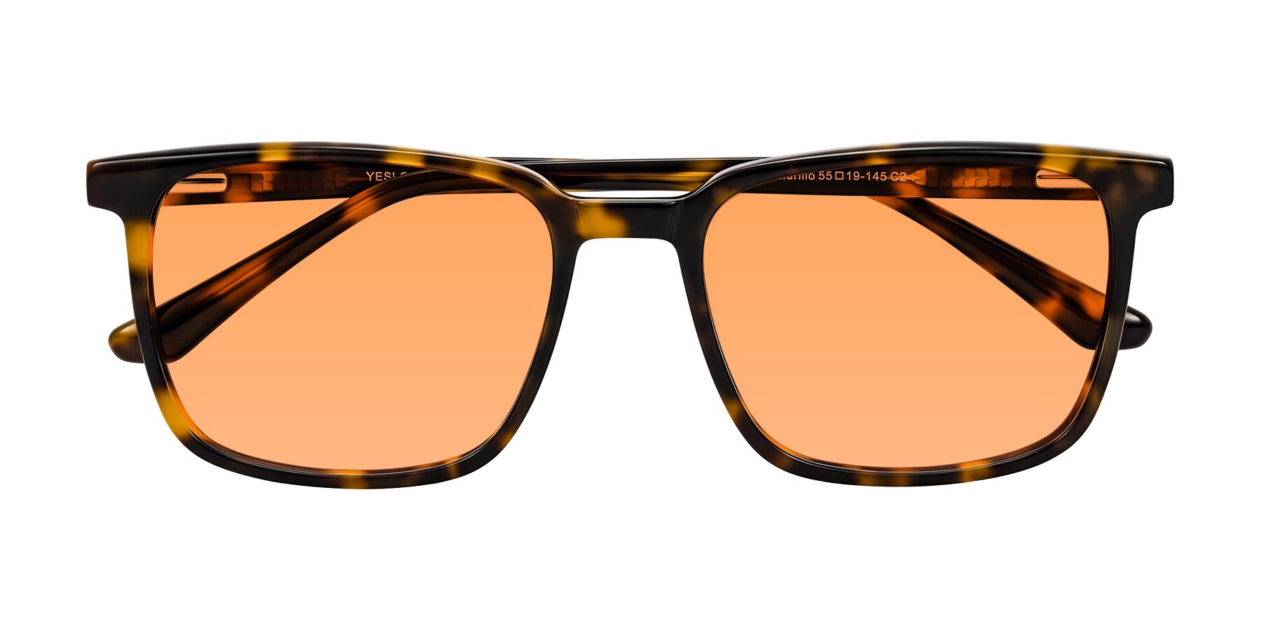 Folded Front of Murillo in Tortoise with Medium Orange Tinted Lenses