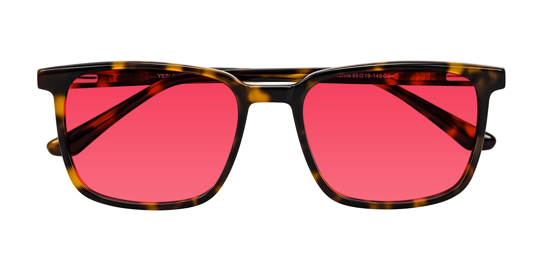 Folded Front of Murillo in Tortoise with Red Tinted Lenses
