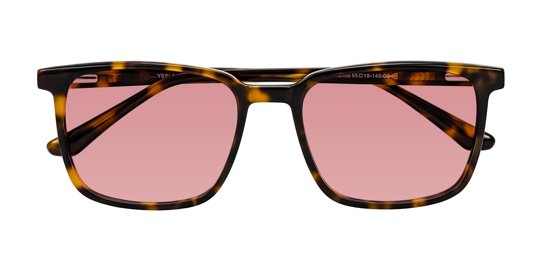Folded Front of Murillo in Tortoise with Medium Garnet Tinted Lenses