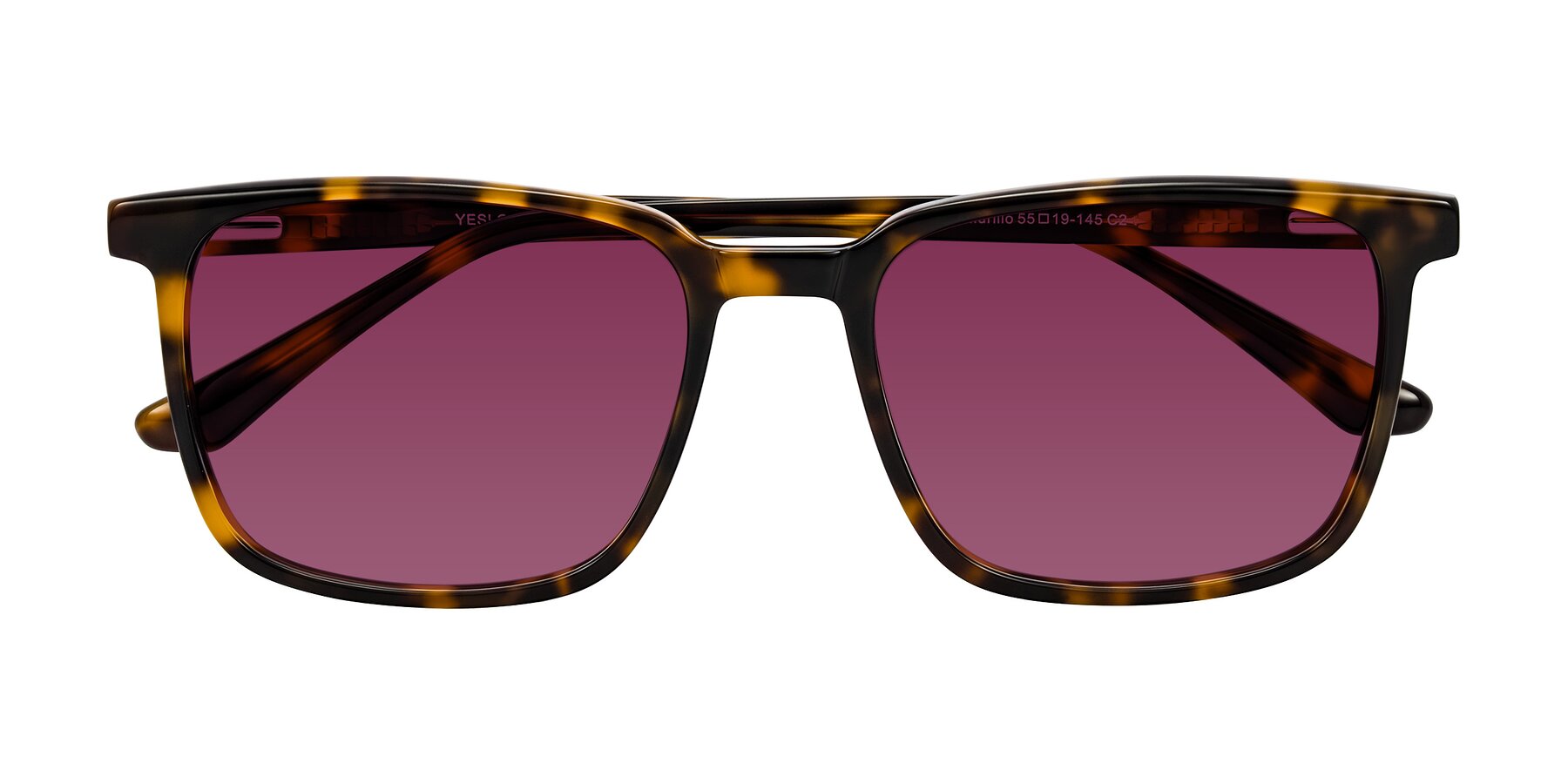 Folded Front of Murillo in Tortoise with Wine Tinted Lenses