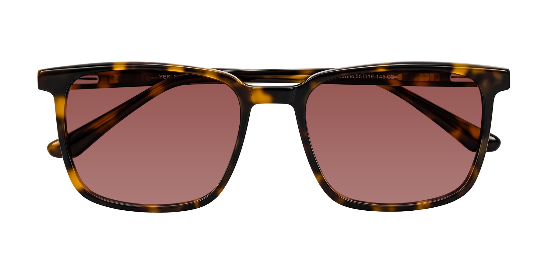 Folded Front of Murillo in Tortoise with Garnet Tinted Lenses
