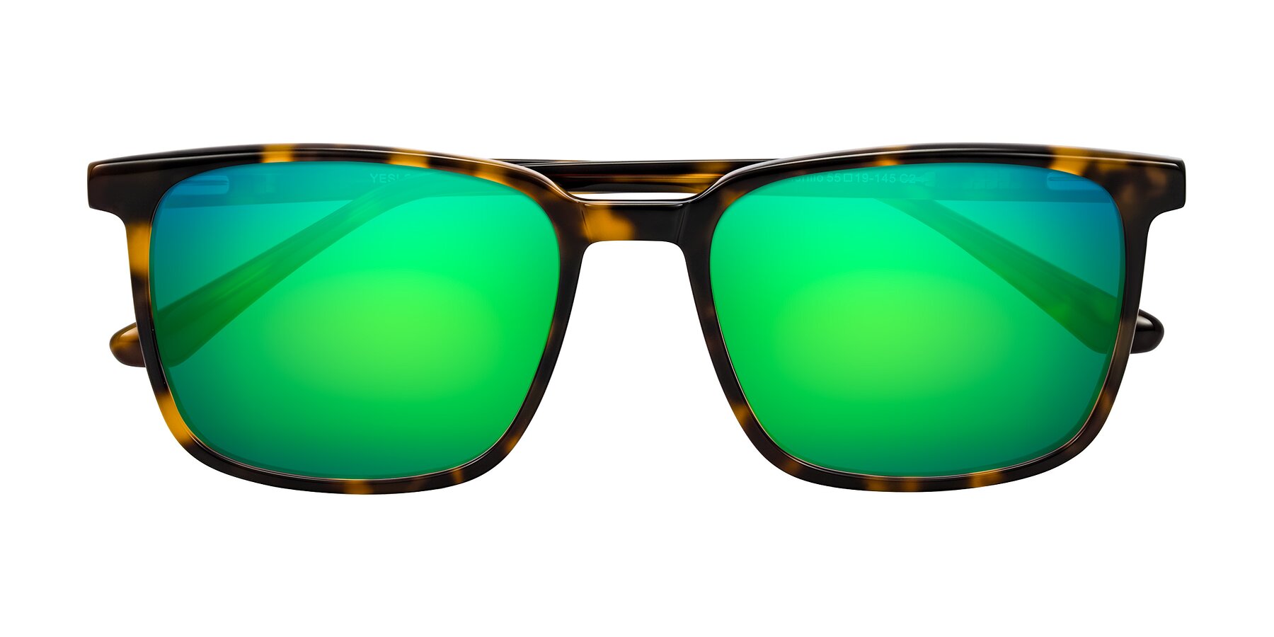 Folded Front of Murillo in Tortoise with Green Mirrored Lenses