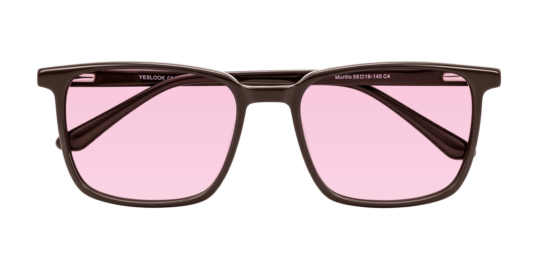 Folded Front of Murillo in Chocolate with Light Pink Tinted Lenses