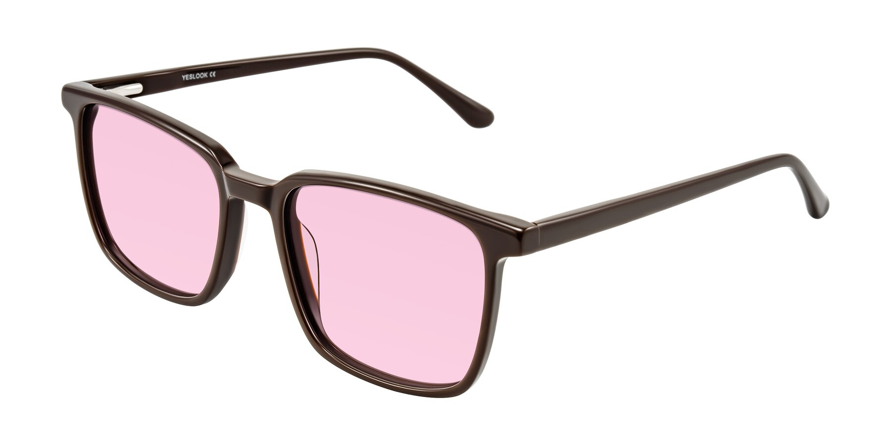 Angle of Murillo in Chocolate with Light Pink Tinted Lenses