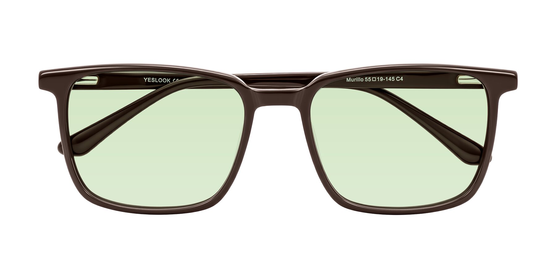 Folded Front of Murillo in Chocolate with Light Green Tinted Lenses