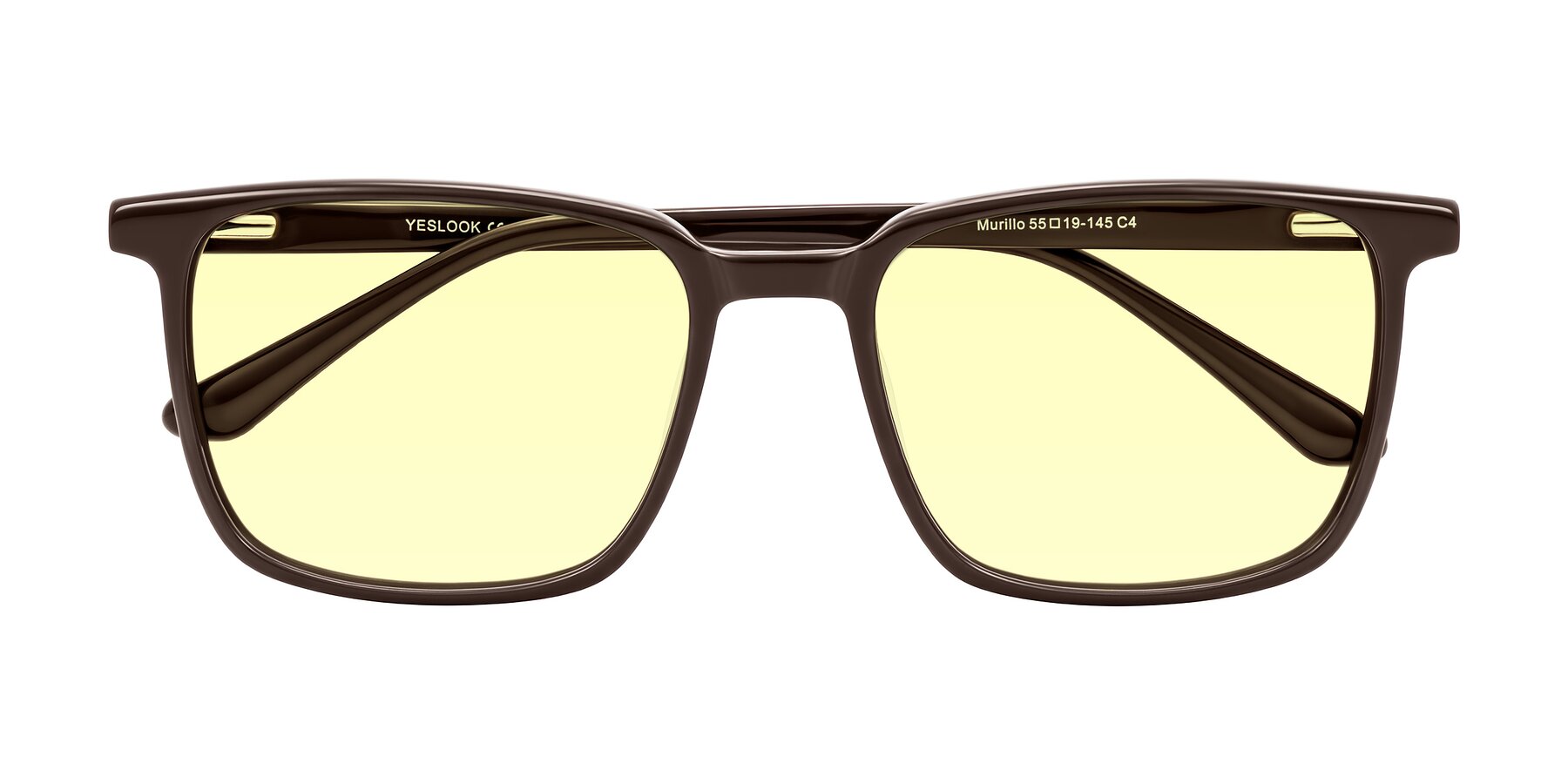 Folded Front of Murillo in Chocolate with Light Yellow Tinted Lenses