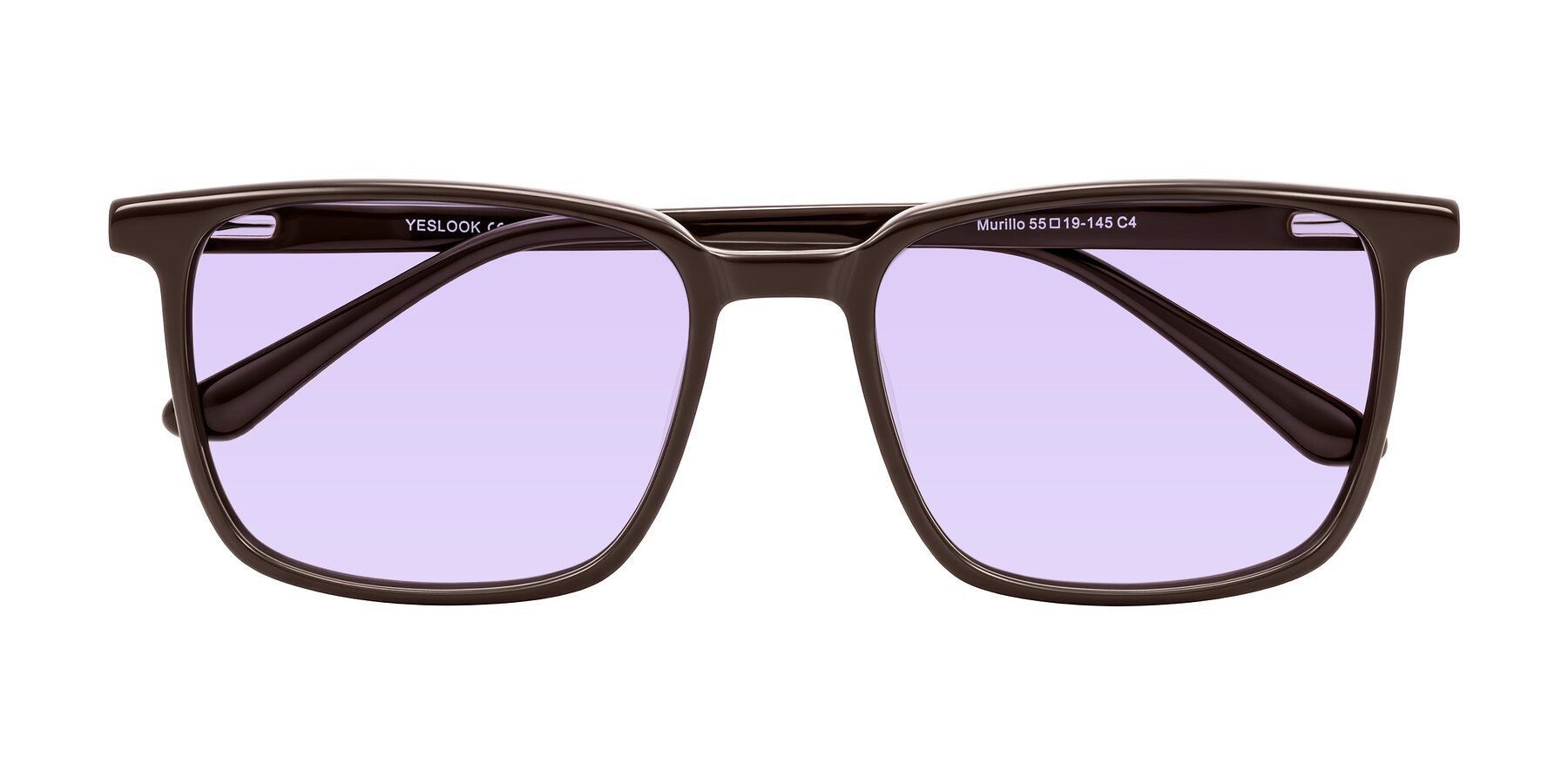 Folded Front of Murillo in Chocolate with Light Purple Tinted Lenses